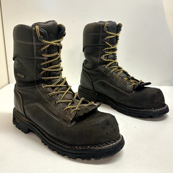 Georgia Boots Men's 9" CT Logger Brown Leather Composite Toe Waterproof 8.5 - Picture 4 of 8